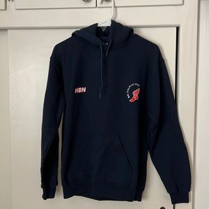 Navy blue HBN Athletic club hoodie.
